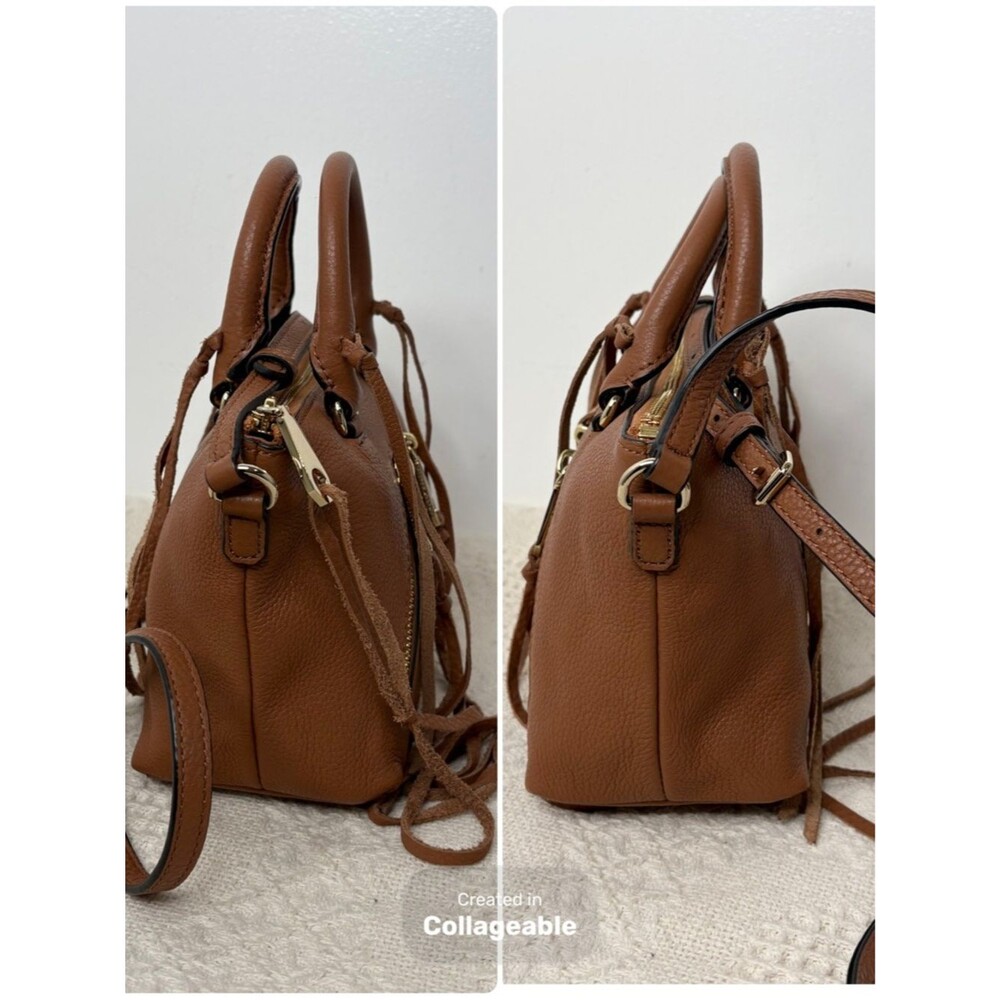 Rebecca Minkoff Micro Moto Satchel Cross Body Bag Almond Brown Leather - Picture 4 of 7